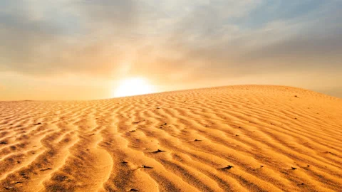 Sandy desert dune at the sunset Stock Footage 154046921
