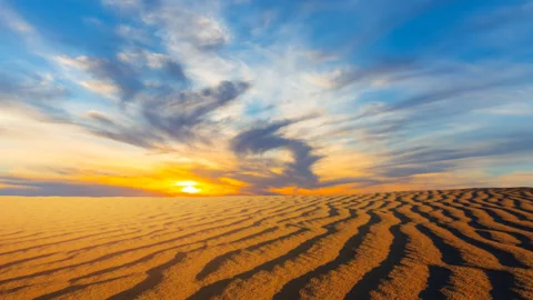 Sandy desert dune at the sunset Stock Footage 318222623