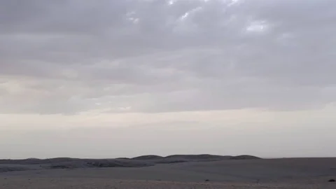 Sandy desert land at sunset Stock Footage 81238854
