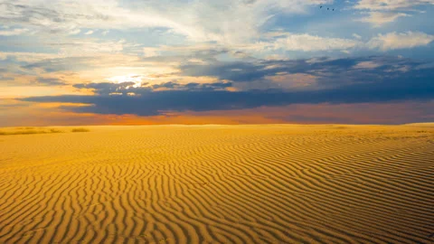 Sandy desert at the sunset, time lapse scene Stock-Footage 146690082