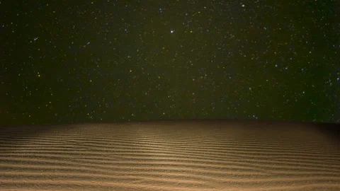 Sandy desert under rotate starry sky Video stock 152386071