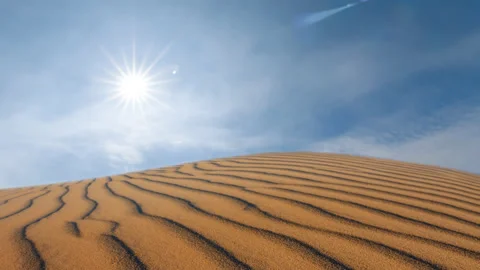 Sandy dune in light of sparkle sun, sandy desert  time lapse scene Stock Footage 197483747