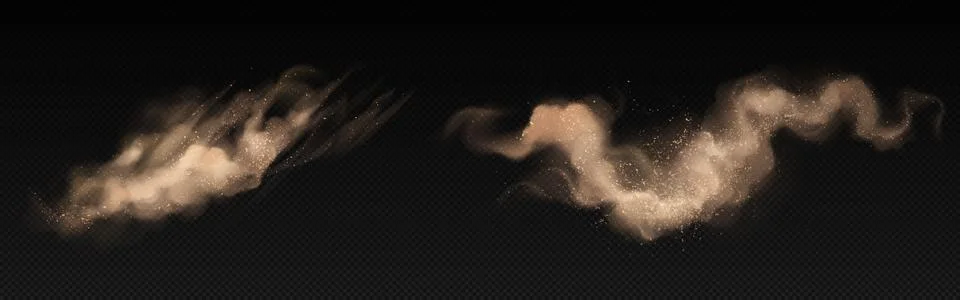 Sandy dust clouds set on transparent background 스톡 일러스트