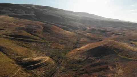 Sandy fields and clay steppes and mountains in Georgia 스톡 동영상 98157135