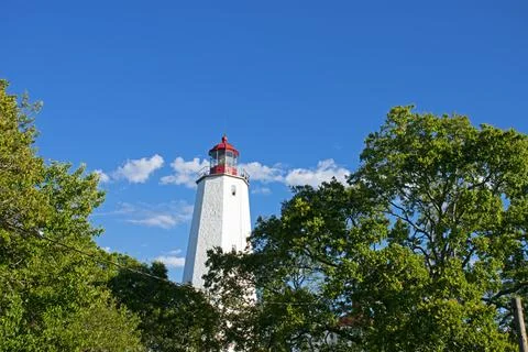 Sandy Hook Lighthouse in Afternoon Shadows -76 Stock Photos