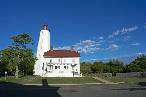 Sandy Hook Lighthouse with Afternoon Shadows -77 Stock Photos