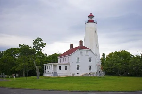 Sandy Hook Lighthouse on a Cloudy Day -47 Stock Photos
