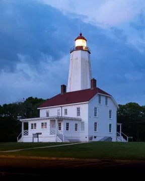 Sandy Hook Lighthouse During Twilight Stock Photos