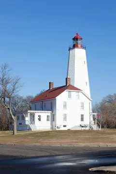 Sandy Hook Lighthouse at Fort Hancock in Sandy Hook Stock Photos