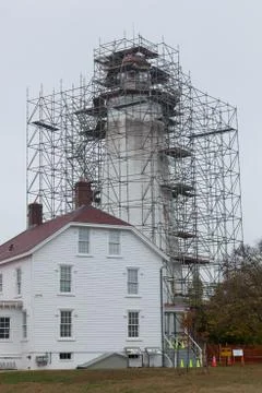 Sandy Hook Lighthouse Repair Stock Photos