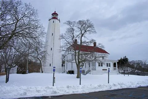 Sandy Hook Lighthouse Snowed -35 Stock Photos