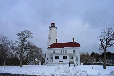 Sandy Hook Lighthouse Snowed -36 Stock Photos