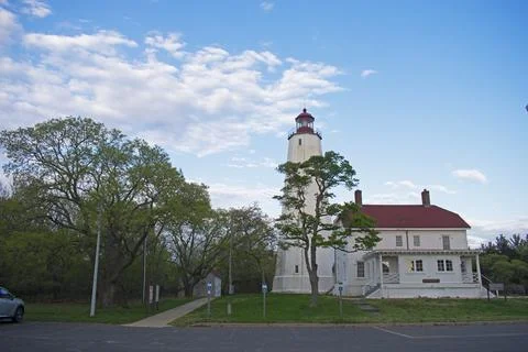 Sandy Hook Lighthouse on a Sunny Spring Day -85 Stock Photos