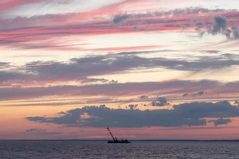 Sandy Hook Sunset over the Bay Foto stock