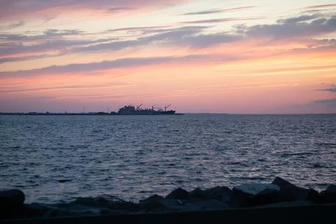 Sandy Hook Sunset over the Bay Stock Photos