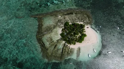 Sandy island with reef and coconut trees. Siargao, Philippines. Stock Footage 324846749
