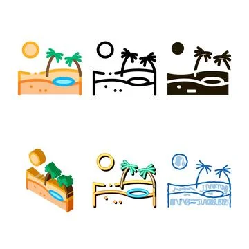 Sandy landscape simplified icon vector outline Stock-Illustration