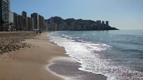 Sandy Levante beach in Benidorm Stock Footage 306242138