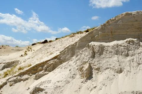 Sandy mountain from white sand Stock Photos