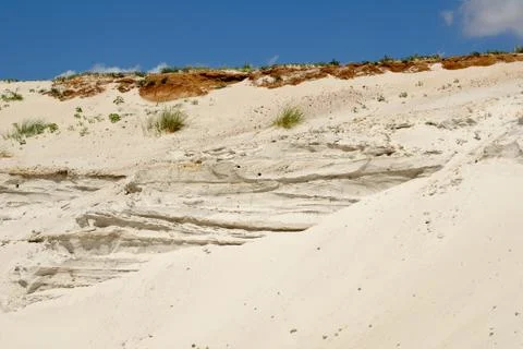 Sandy mountain from white sand Stock Photos