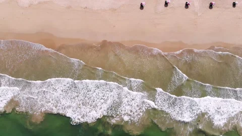 Sandy ocean beach. View from above 스톡 동영상 160861541