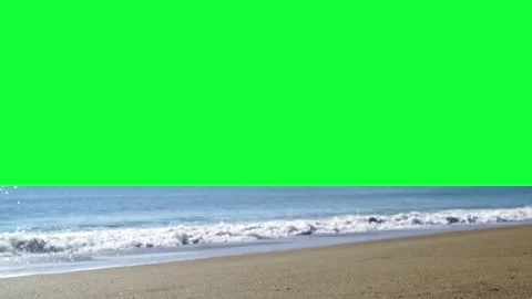 Sandy Ocean Beach Waves Lower Third Green Screen Background Video stock 341646543