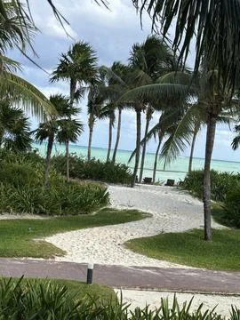 Sandy path leading to the ocean. Stock-Fotos