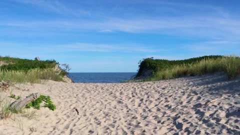 A sandy pathway to the Baltic Sea Stock Footage 147381947