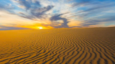 Sandy prairie at the dramatic sunset Stock Footage 246362950