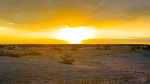 Sandy prairie at the dramatic sunset time lapse scene Stock Footage 159279966