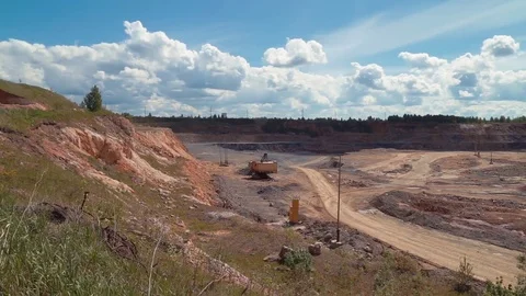 Sandy quarry in the summer at noon Stock Footage 76439641