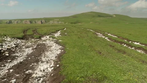 Sandy road on plateau Bermamyth with white stones on bottom of track. Stock Footage 139720096