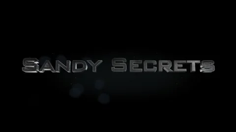 Sandy Secrets title metal text on black alpha channel background Stock Footage 295894626