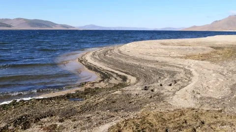 Sandy shore of a Mongolian lake. Stock Footage 276489239