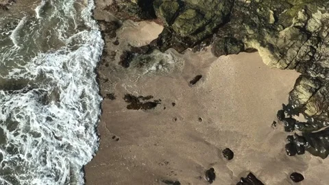 Sandy Shoreline Pattern and Coastal Water Texture Stock Footage 340122888