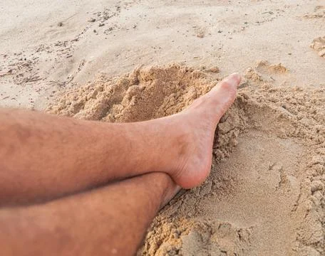 Sandy toes on the beach Foto stock