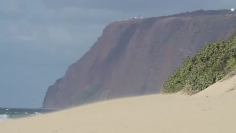 Sandy Tropical Beach with Cliff Stock Footage 165243753