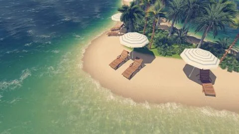 Sandy tropical beach top-down view Stock Illustration