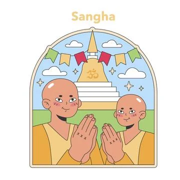 Sangha community illustration. Flat vector illustration Illustrazione stock