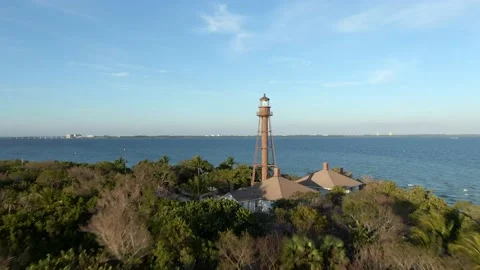 Sanibel Lighthouse Flyby Stock Footage 148251387
