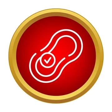 Sanitary pad icon with checkmark in red circle Stock Illustration