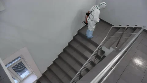Sanitary processing of stairwells in the house Видео 131461405