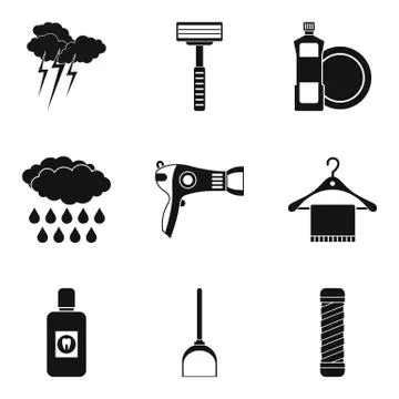 Sanitary purification icons set, simple style Illustrazione stock