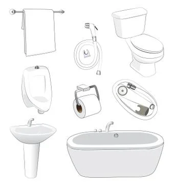 Sanitary ware bathroom Stock Illustration