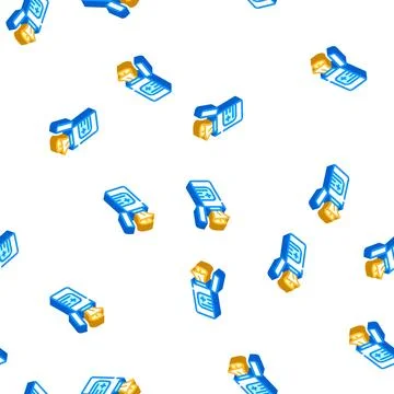 Sanitary wipes package isometric icon seamless pattern Stock Illustration