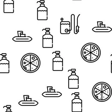 Sanitation Accessories Vector Seamless Pattern Stock Illustration