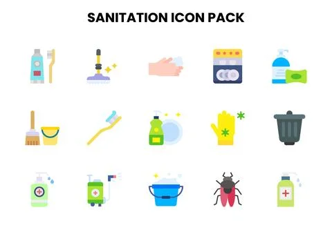 Sanitation Flat Graphics Icons Pack Stock Illustration