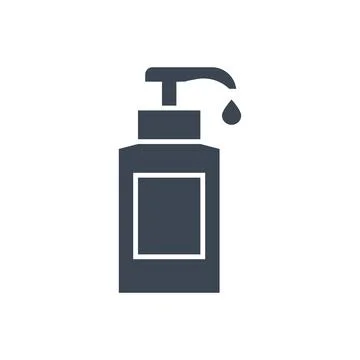 Sanitazer bottle with drop vector glyph icon. Stock Illustration