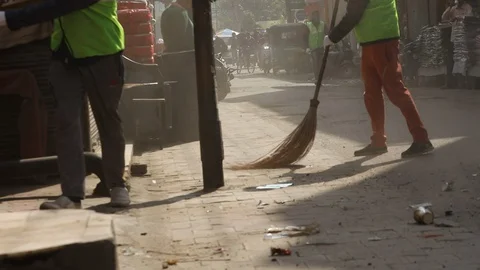 Sanitization of streets due to Coronavirus or Covid-19. Stock Footage 128122949