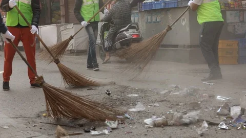 Sanitization of streets due to Coronavirus or Covid-19. Stock Footage 128122960